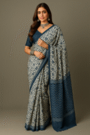 Blue Printed Saree