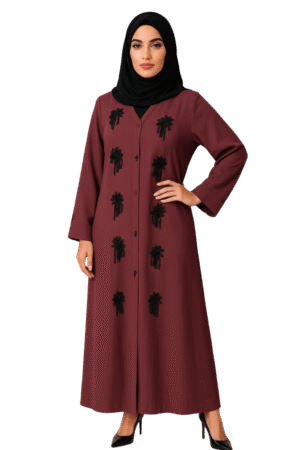 Bunch Maroon Abaya Cutdana