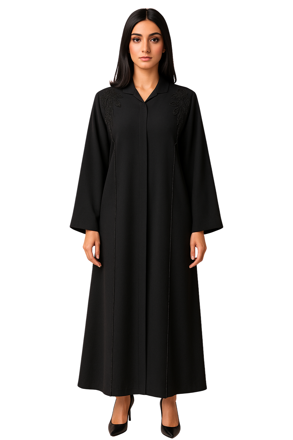 Leaf Both Side Cut dana Handmade Black Abaya