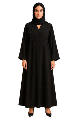 Tree Line Cutdana Handmade Black Abaya